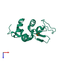 PDB entry 1jj0 coloured by chain, top view.