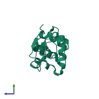 PDB entry 1jj1 coloured by chain, side view.