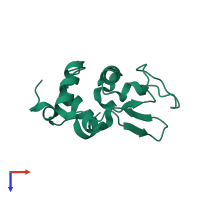 PDB entry 1jj1 coloured by chain, top view.