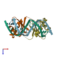 PDB entry 1jj4 coloured by chain, top view.
