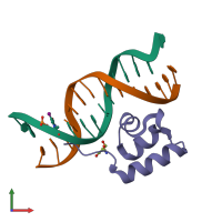 PDB entry 1jj6 coloured by chain, front view.