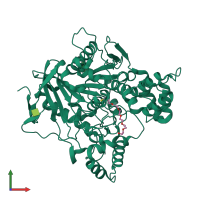 PDB entry 1jjb coloured by chain, front view.