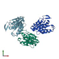 PDB entry 1jjw coloured by chain, front view.
