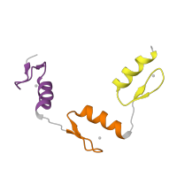 The deposited structure of PDB entry 1jk1 contains 3 copies of Pfam domain PF00096 (Zinc finger, C2H2 type) in Early growth response protein 1. Showing 3 copies in chain C [auth A].