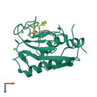 PDB entry 1jk3 coloured by chain, top view.