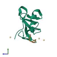 PDB entry 1jk4 coloured by chain, side view.