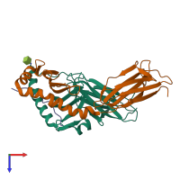 PDB entry 1jk8 coloured by chain, top view.