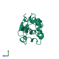 Lysozyme C in PDB entry 1jkc, assembly 1, side view.