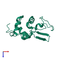 Lysozyme C in PDB entry 1jkc, assembly 1, top view.