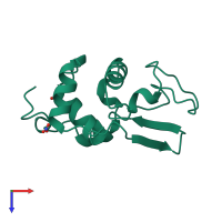 Monomeric assembly 1 of PDB entry 1jkd coloured by chemically distinct molecules, top view.