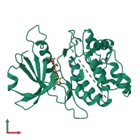 PDB entry 1jkl coloured by chain, front view.