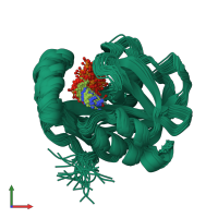 PDB entry 1jkn coloured by chain, ensemble of 30 models, front view.