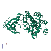 PDB entry 1jks coloured by chain, top view.