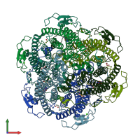 PDB entry 1jkv coloured by chain, front view.
