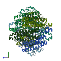 PDB entry 1jkv coloured by chain, side view.