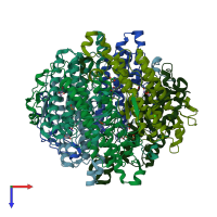 PDB entry 1jkv coloured by chain, top view.