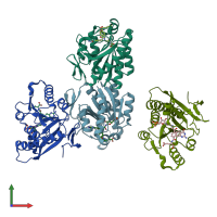 PDB entry 1jkx coloured by chain, front view.