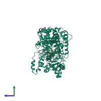 PDB entry 1jky coloured by chain, side view.