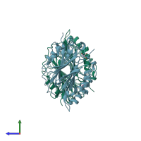 PDB entry 1jl0 coloured by chain, side view.