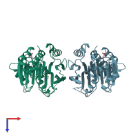 PDB entry 1jl0 coloured by chain, top view.