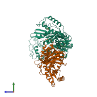 PDB entry 1jlc coloured by chain, side view.