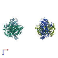 PDB entry 1jlh coloured by chain, top view.