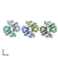 PDB entry 1jlv coloured by chain, front view.
