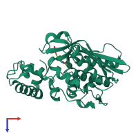 PDB entry 1jmf coloured by chain, top view.