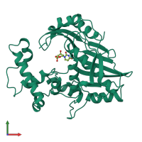PDB entry 1jmg coloured by chain, front view.