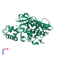 PDB entry 1jmg coloured by chain, top view.