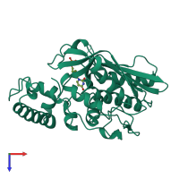 PDB entry 1jmh coloured by chain, top view.