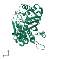 PDB entry 1jmi coloured by chain, side view.