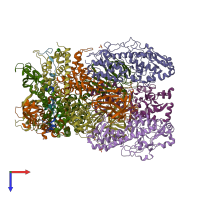 PDB entry 1jmu coloured by chain, top view.