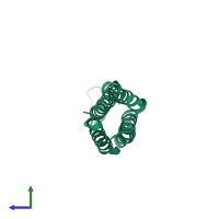 PDB entry 1jmw coloured by chain, side view.