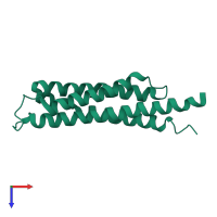 PDB entry 1jmw coloured by chain, top view.
