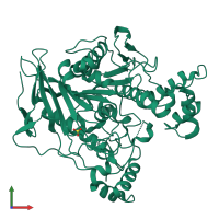 PDB entry 1jmy coloured by chain, front view.