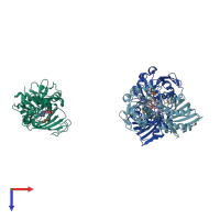 PDB entry 1jn0 coloured by chain, top view.