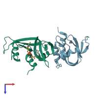 PDB entry 1jn4 coloured by chain, top view.