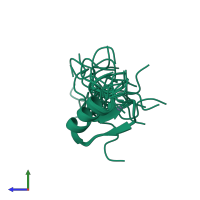 PDB entry 1jn7 coloured by chain, ensemble of 20 models, side view.