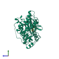 PDB entry 1jnk coloured by chain, side view.