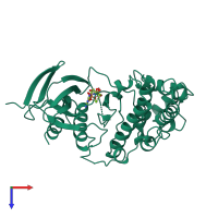 PDB entry 1jnk coloured by chain, top view.