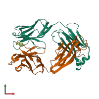 PDB entry 1jnn coloured by chain, front view.