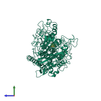 PDB entry 1jnq coloured by chain, side view.