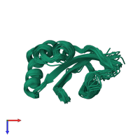 PDB entry 1jns coloured by chain, ensemble of 18 models, top view.