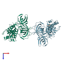 PDB entry 1jny coloured by chain, top view.
