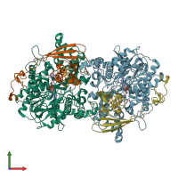 PDB entry 1jnz coloured by chain, front view.