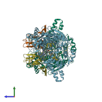 PDB entry 1jnz coloured by chain, side view.