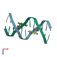PDB entry 1jo1 coloured by chain, top view.