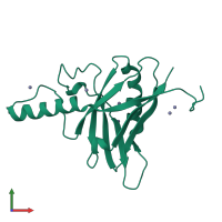 PDB entry 1job coloured by chain, front view.