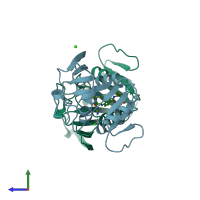 PDB entry 1jol coloured by chain, side view.